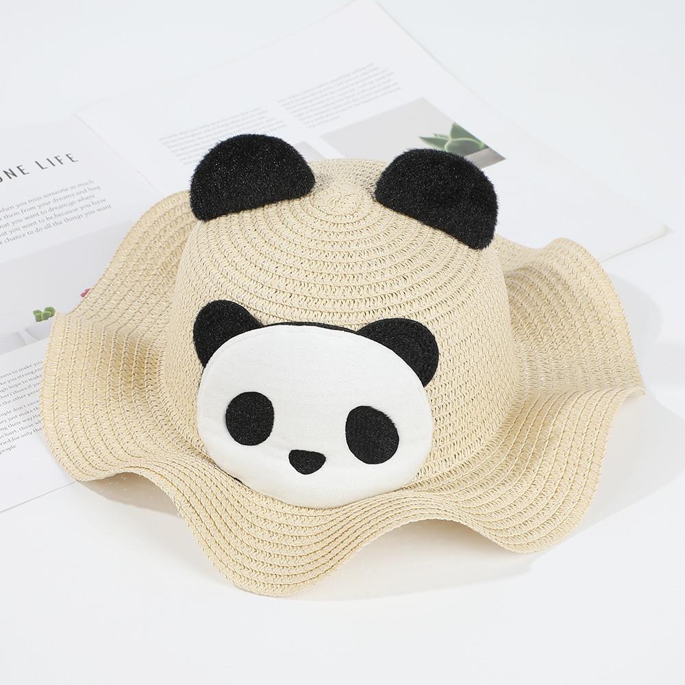 Panda Pattern Kids Summer Sun Hat With Wide Brim For Outdoor Play And Sun Protection