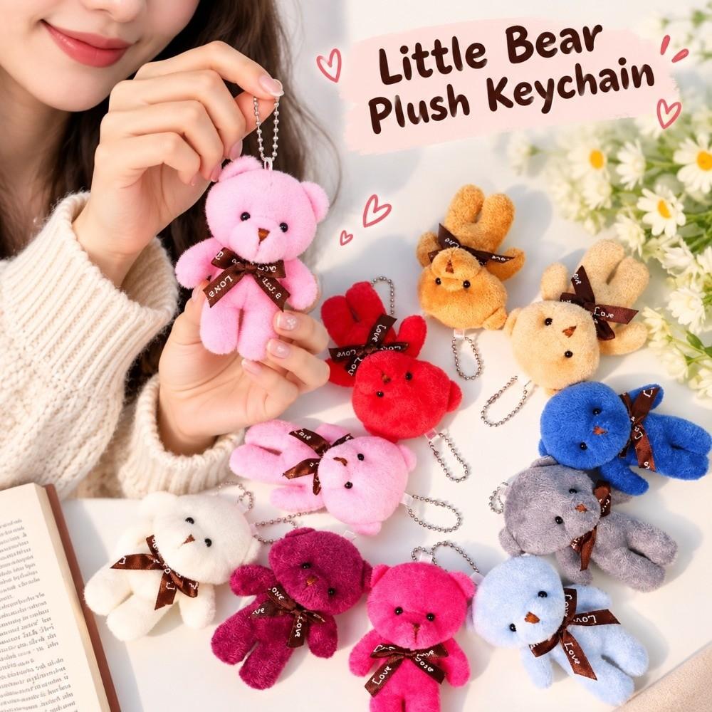 10Pcs Cartoon Animal White Bear Plush Keychain Keyring Bear Plush Dolls Holiday Gift
