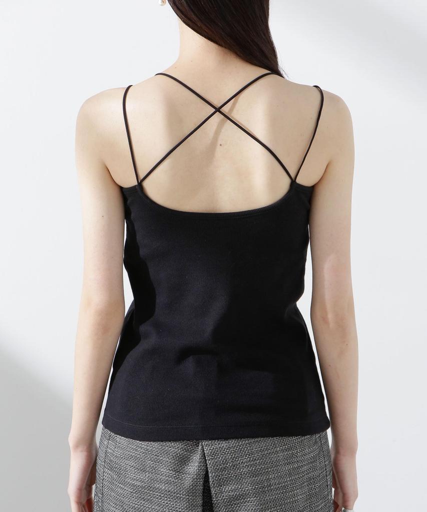 Nano Universe Back Cross Camisole with Size Women's Cups, M, 010, Black, 669-5124311