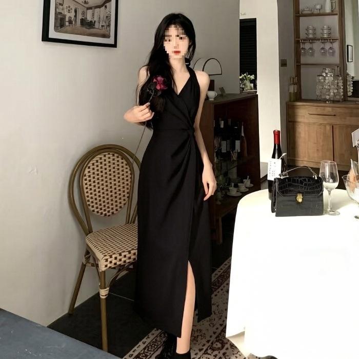 Large Size Women's Clothing Spring and Autumn New Fat Mm Belly Covering and Thin Red Suspender Dress French Senior Neck Dress Summer