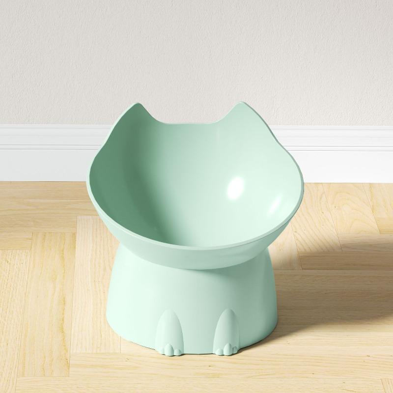 High Foot Pet Bowl Raised Tilted Cat Bowl Washable Plastic Combination Anti Tipping Drinking Water Non Slip for Cats Dogs