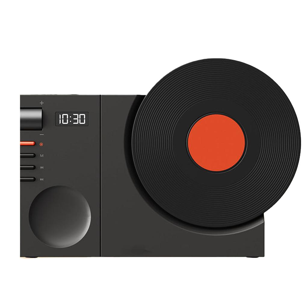 Retro Record Player   Speaker Wireless Miniature Speaker Portable Desktop Speaker Ornament with Memory Card Clock USB Charging for