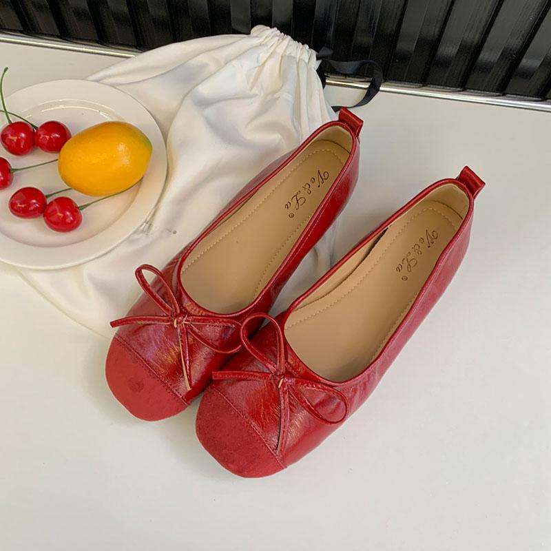 

Fashion Footwear With Height Increasing Women Flats Slip On Shoes 2025 New Female Butterfly-Knot Fashion Shallow Ladies Flats With Shoes 35 красный