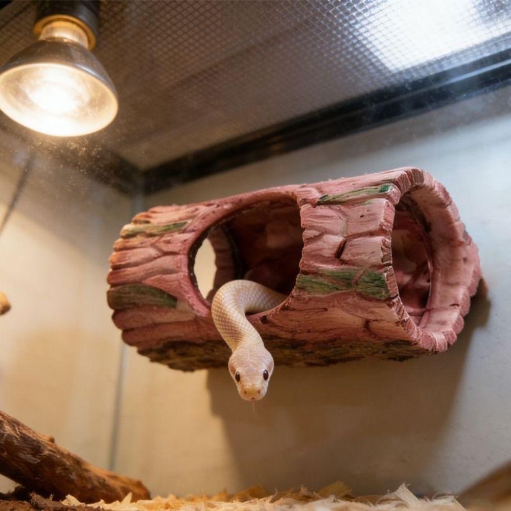 Tree Hollow Reptile Hideout Cave Strong Suction Cup Reptile Basking Hide Aquarium Decoration