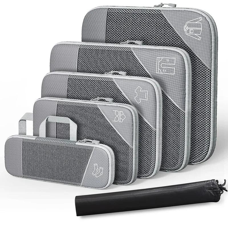 6Pcs/Set Travel Portable Clothes Storage Bags Lightweight Suitcase Bag Compressed Packing Cubes Luggage Bags Organizer Bags