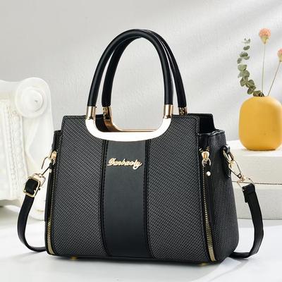 New Splicing High Appearance Level Handbag Canvas Texture High Appearance Level Shoulder Bag Large Capacity Mother Bag Female Bag