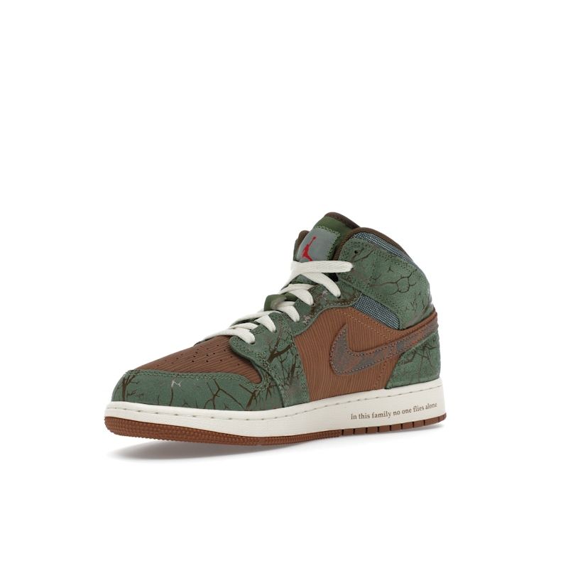Air Jordan 1 Mid GS Treeline Kids Sneakers Brown Archaeo-Brown Coconut-Milk FQ8101-200