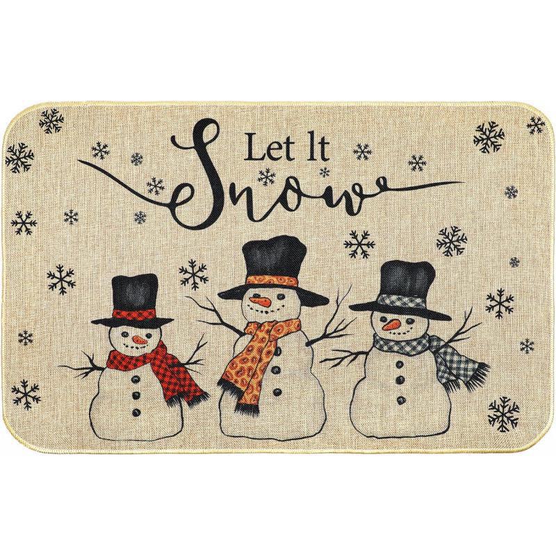 Imitation Linen Christmas Floor Mats - Bathroom & Door Holiday Decor Mats