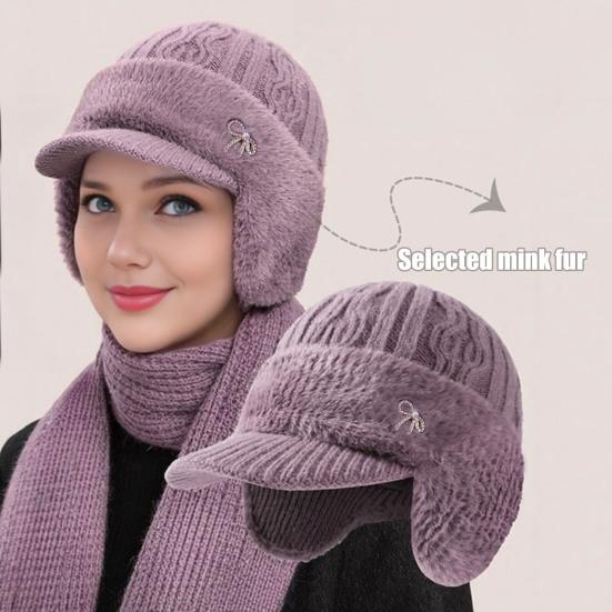 Căciulă tricotată cu clape pentru urechi, căptușită cu fleece care elimină umezeala, caldă, design 3-în-1, șapcă de baseball, pălărie de exterior pentru vreme rece