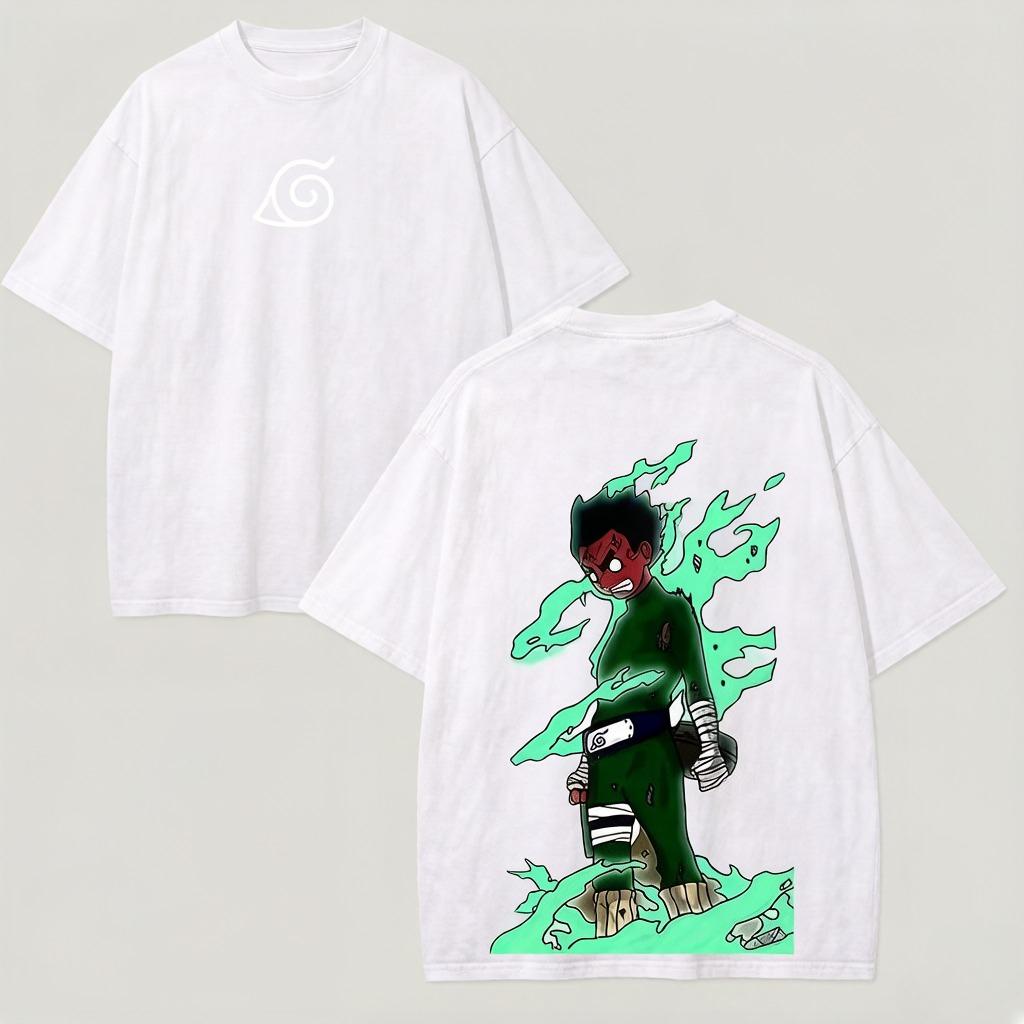 

Rok Lee Tshirt Naruto Unisexs Style Printed Shirt with Akatsuki Anime Pattern Cotton Streetwear Retro Design S