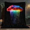 Modern rainbow cloud print flannel blanket - for beds, sofas, offices, travel, decor, chairs, and as a holiday gift for friends