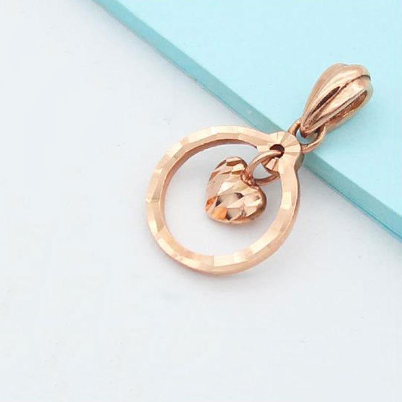 Rose Gold-Plated Purple Gold Personalized Temperament Design Shiny Heart-Shaped Colored Gold Pendant Necklace