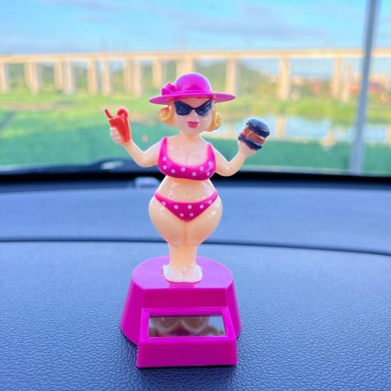Solar Car Dashboard Decoration Cute Beach Girl Swing Ornament Couple Style Dancing Figure