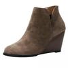 Autumn and Winter New Flat-bottomed Wedge Short Boots Women's Retro Horse Chelsea Boots Large-size Women's Shoes