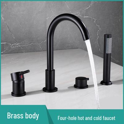 Set Rubinetto Doccia Bordo Vasca da Bagno in Rame con Miscelatore Caldo/Freddo - Kit Bagno in Quattro Pezzi