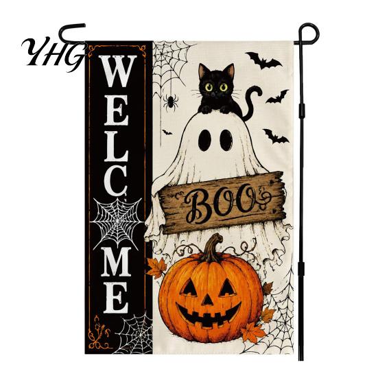 Decorative Accents for Indoor Outdoor Stacked Pumpkin Garden Flag, Burlap Look Fall Decor, Flax Ornaments Living Room Double Sided Holiday Yard