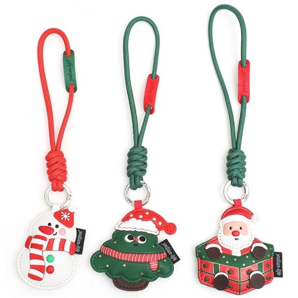 Waterproof Christmas Key Ring Leather Snowman Bag Pendant Small Gift Santa Claus Keychain  Car Key