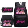 3 Piece School Backpack Set for Students Large Capacity Oxford Cloth Schoolbag with Shoulder Strap and Pencil Case
