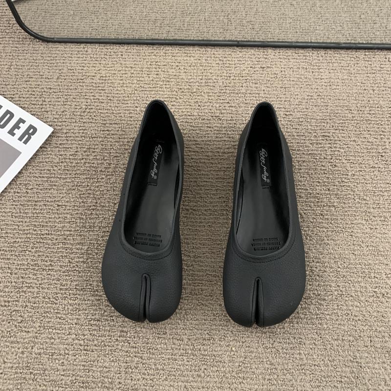 Fashion SUOJIALUN 2025 Spring New Brand Women Flat Shoes Fashion Split Toe Flats Shoes Women Slip On Casual Loafers Shoes Ballet Shoes