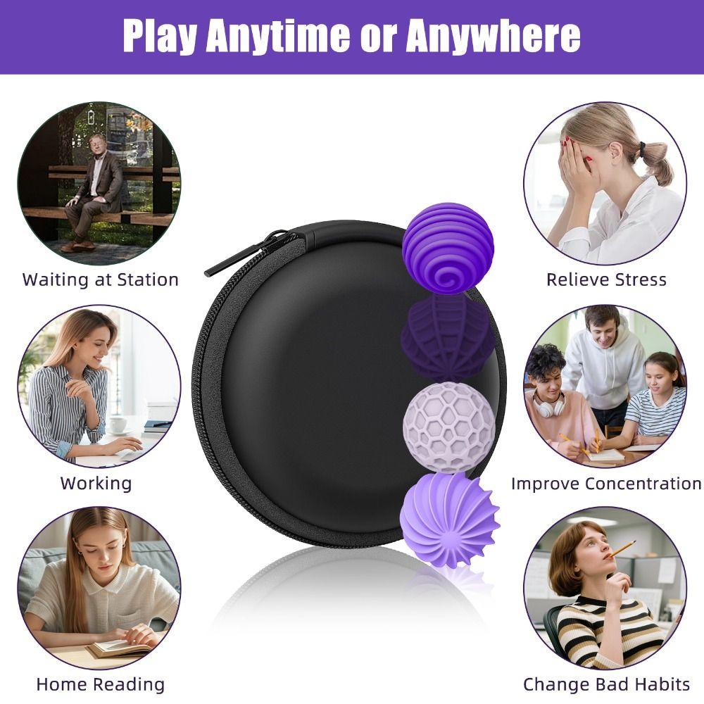 4Pcs Attraction Textures Magnetic Fidget Balls Silent Stress Relief Balls  Toys for Calming Stress