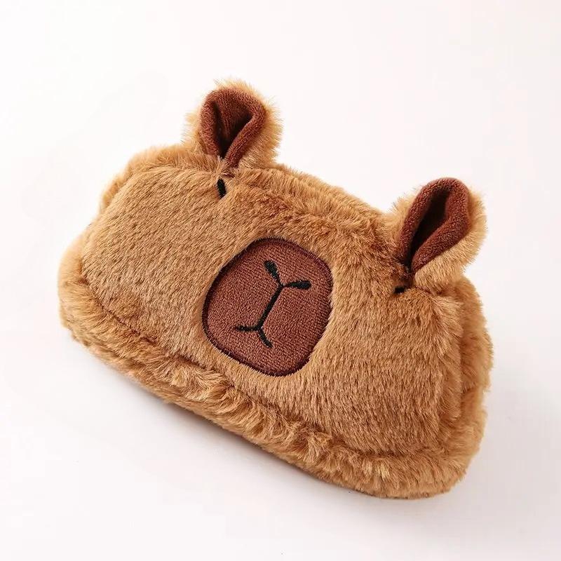 

Милый плюшевый пенал в виде капибары, мультяшная сумка для хранения канцелярских принадлежностей, пенал большой вместимости коричневый