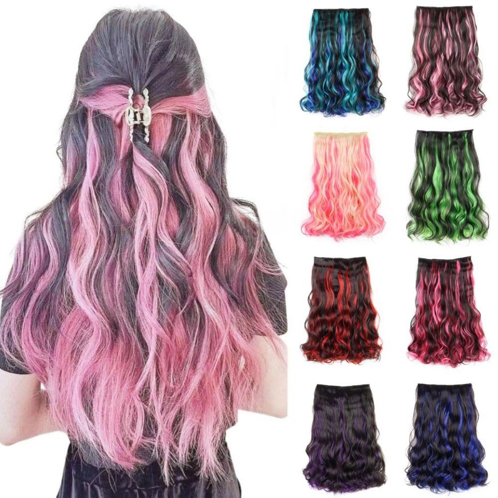 One Piece Colored Hairpieces Ombre Natural Lifelike Wig Soft Long Curly Hair Extensions For Women