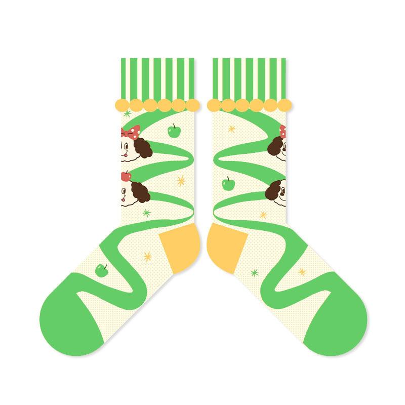 

Dog Cartoon Summer Socks - Children s Light Style, Glass Fiber, Cute and Breathable Lace, Summer Fine Combed Cotton Mid-calf Socks 1 pair