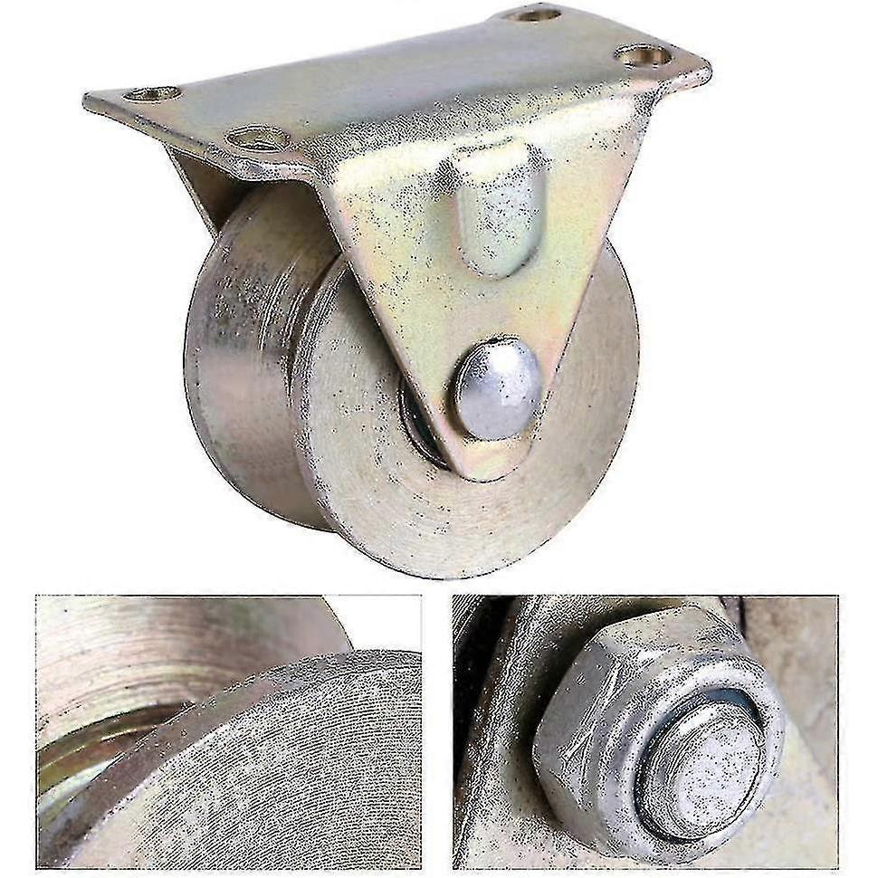 2 Pcs 2 Inch Steel Sliding Gate Roller V Shaped Wheel Track Rail Sliding Door Roller With Bracket--