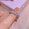Sterling Silver Creative Simple Triangle Stitching Single Row White Zircon Ring Ladies Party Birthday Wedding Jewelry Gift