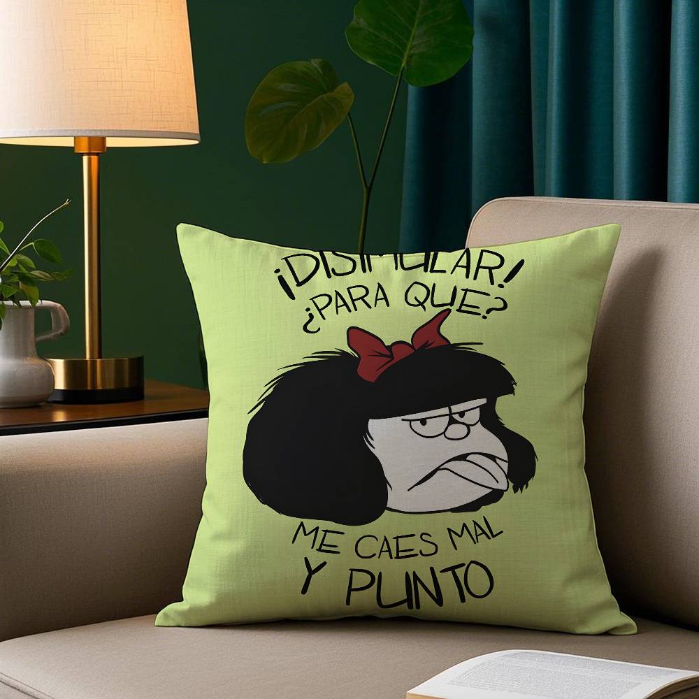 Cartoon M-Mafaldas Pillow Case Short Plush Print Cushion Cover Square Throw Pillow Covers Sofa Home Decor
