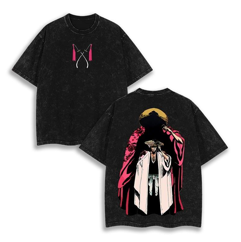 Washed Oversized Bleach Anime Graphic Print Tshirt Women Ichigo Kurosaki Bankai Hollow Bleach TShirt FeUnisex Unisex Clothing Tee