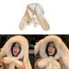 Plush Bunny Earmuff Hat With Scarf For Winter Warmth And Adjustable Fit