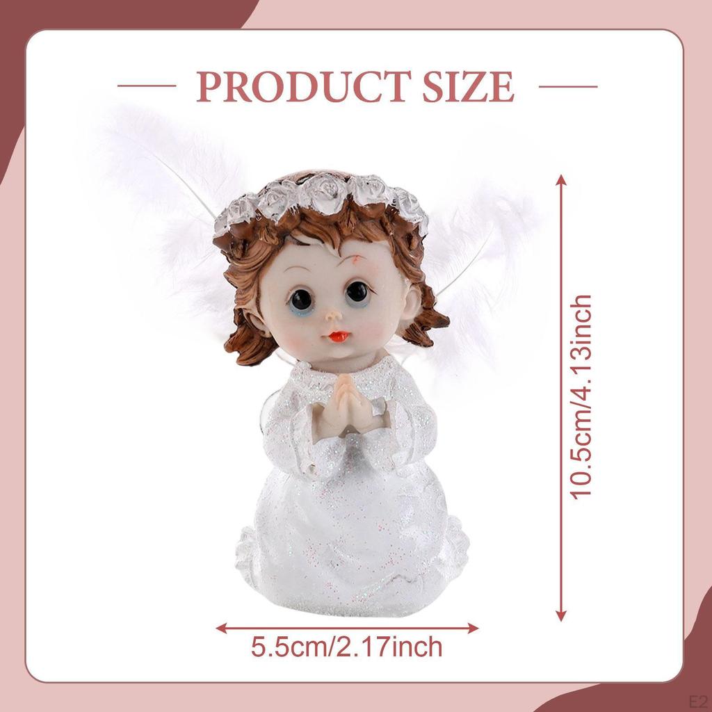 2 Pieces Angel Figurines Boy and Girl Statues Delicate Home Decor Craft Resin for