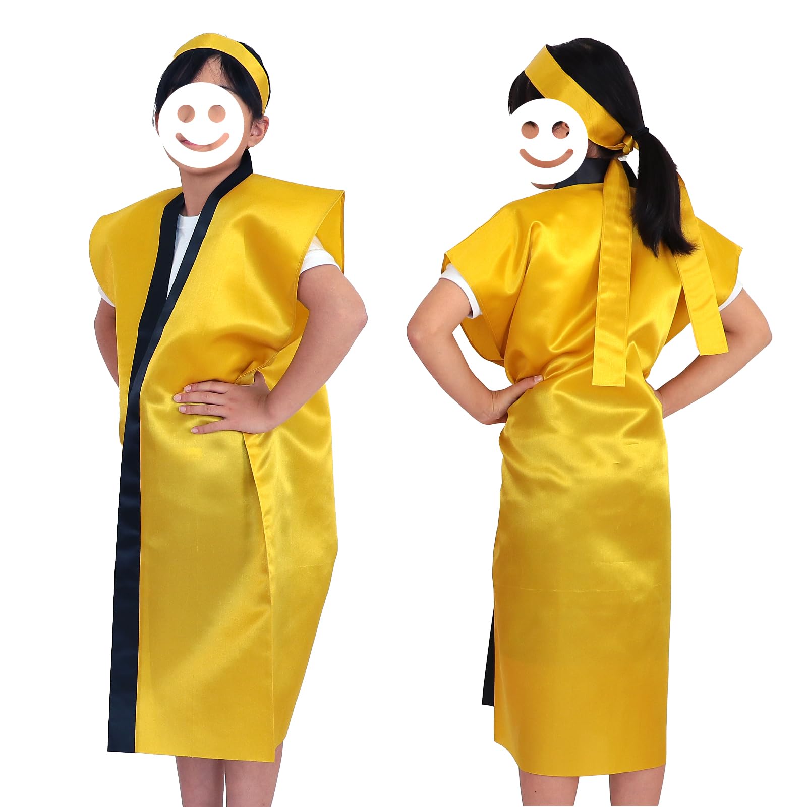 Саттиновое длинное хаппи-пальто Artec, Золотой, Размер Маленький (с повязкой на голову), 14430, для Дней спорта, Утренников, Черлидинга, Командных танцев, Декоративных костюмов, Хаппи