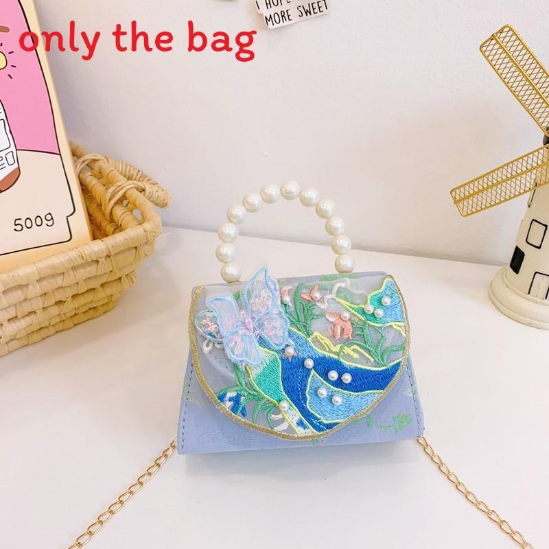 Chinese Style Girl Princess Butterfly Pearl Handbag With Chain Crossbody For Kids Fashion Accessories