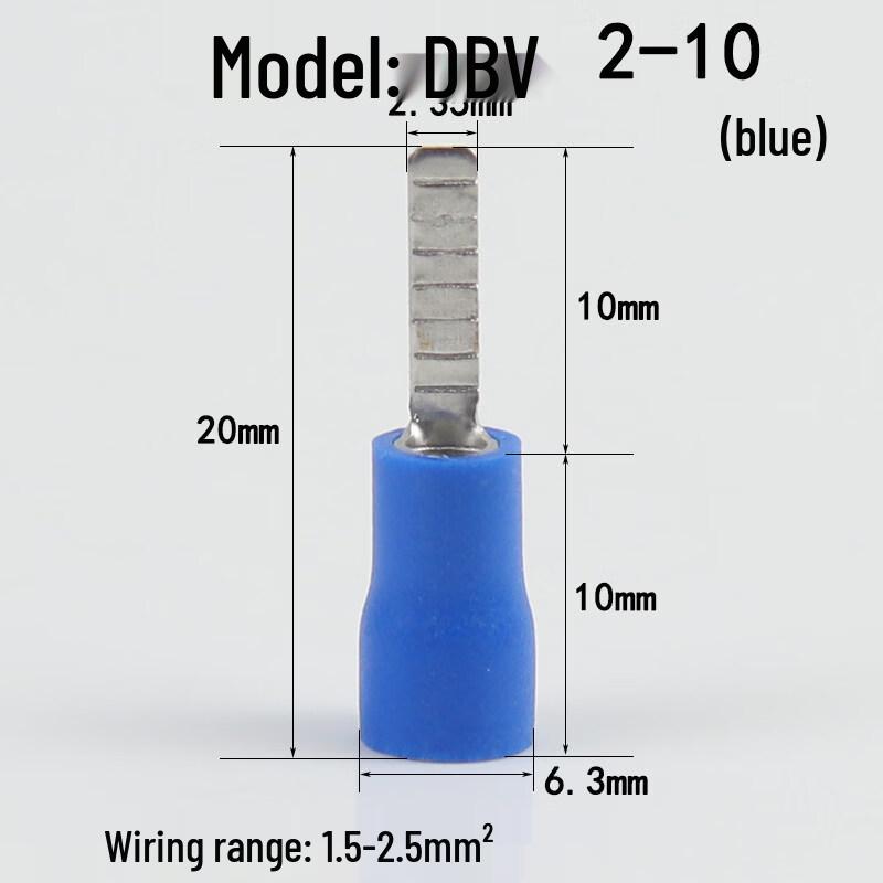 Jun Ding Ying DBV2-10 DBN Pre-insulated Blade Wire Terminals