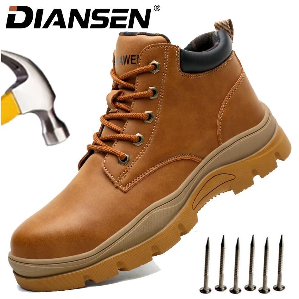Safety Shoes Steel Toe Sneakers for Men High Top Indestructible Shoes Slip Resistant Hiking Boots Adjustable Anti-Puncture Men