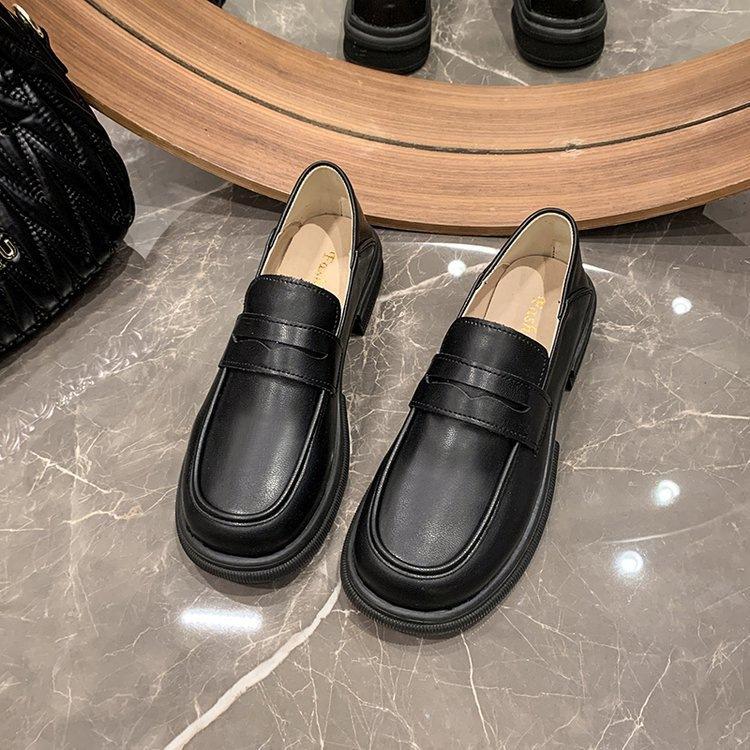 Thick heel platform jk autumn new British style small leather shoes casual single shoes muffin shoes