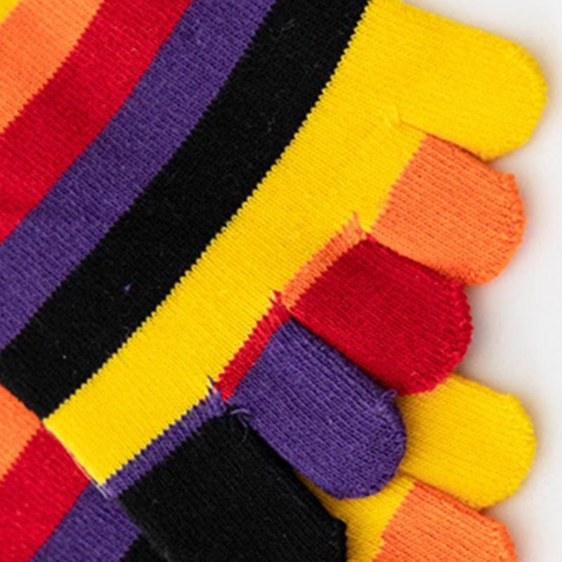 1 Pair Rainbow Toe Socks Colorful 5 Toe Calf Socks Rainbow Striped Leg Warmers Funny Long Toe Socks for Women and Girls