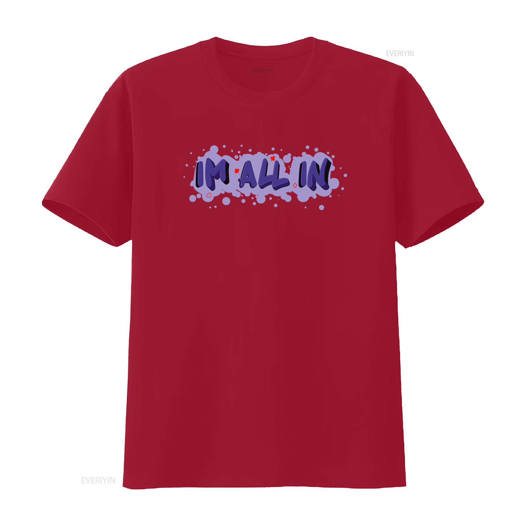 

IM All In Mens T Shirt Poker Cards Full House Bluff vintage Washed designer clothes Stylish Soft Casual Unisex S