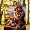 1pc Lion Printing Lightweight Flannel Blanket, Comfortable and Warm Blanket, for Camping Sofa Bed and Couch Office, Gift Blankets in