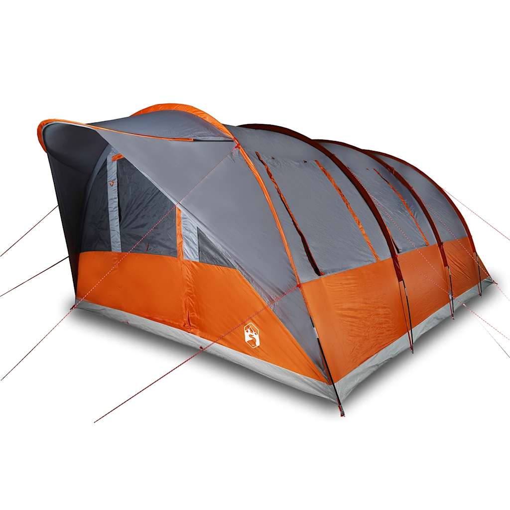 Tunnel Family Tent for 7 People Gray and Orange Waterproof