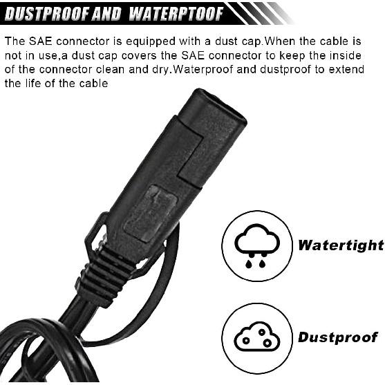 2FT 18AWG SAE Battery Connector, SAE Extension Cord, SAE Connector To O Ring Connectors Terminal Harness, Plug To SAE 2 Pin Quick Release Disconnect