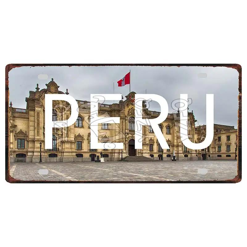 Lima Cusco Placas de Metal Vintage para Viagem Placa de Licença Cartaz Decorativo para Clube Arte de Parede Decoração de Casa 30X15CM DC-1033A