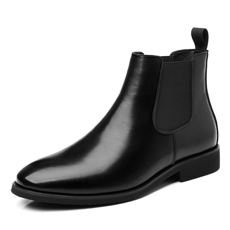 British Vintage Chelsea Boots Men's Shoes Fleece Leather Boots Martin Boots Plus Size Boots Men's