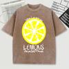 When Life Give You Lemons Pattern Washed Men T Shirt Summer Trendy Tee Shirts Soft Cotton O-Neck Short Unisex Loose Top