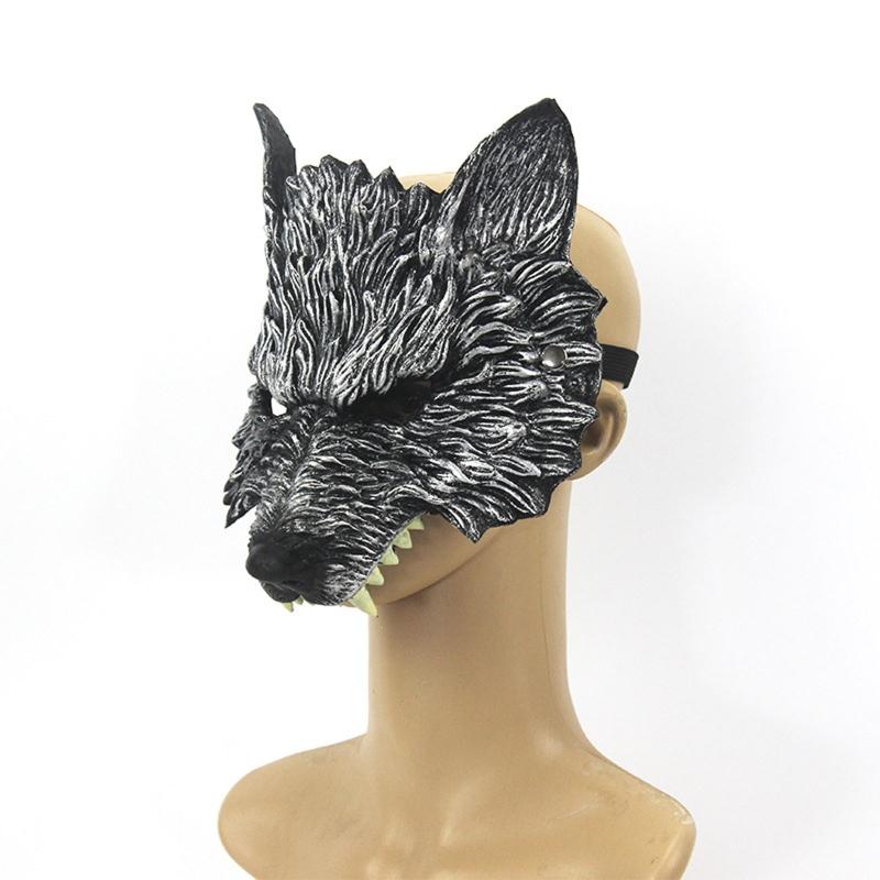 3D Wolf for Head Mask Halloween Party Wolf Costume Mask for Women Men Halloween Dress-up Christmas Party Stage Performan