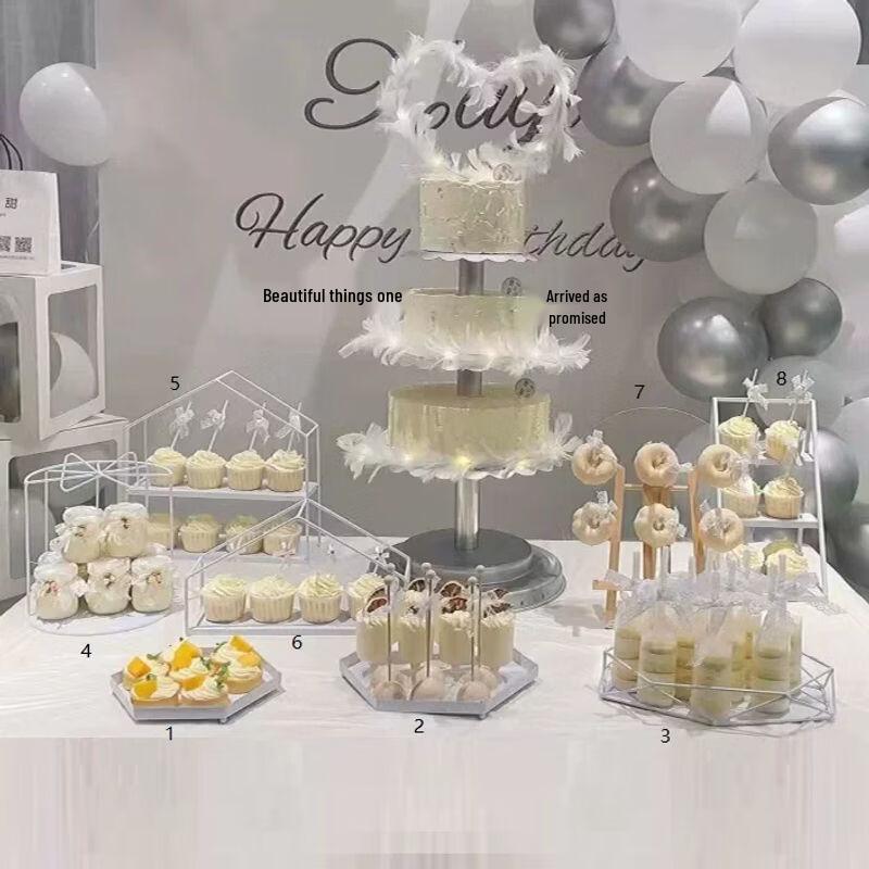 Elegant White Iron Art Dessert & Cake Display Stand Sets