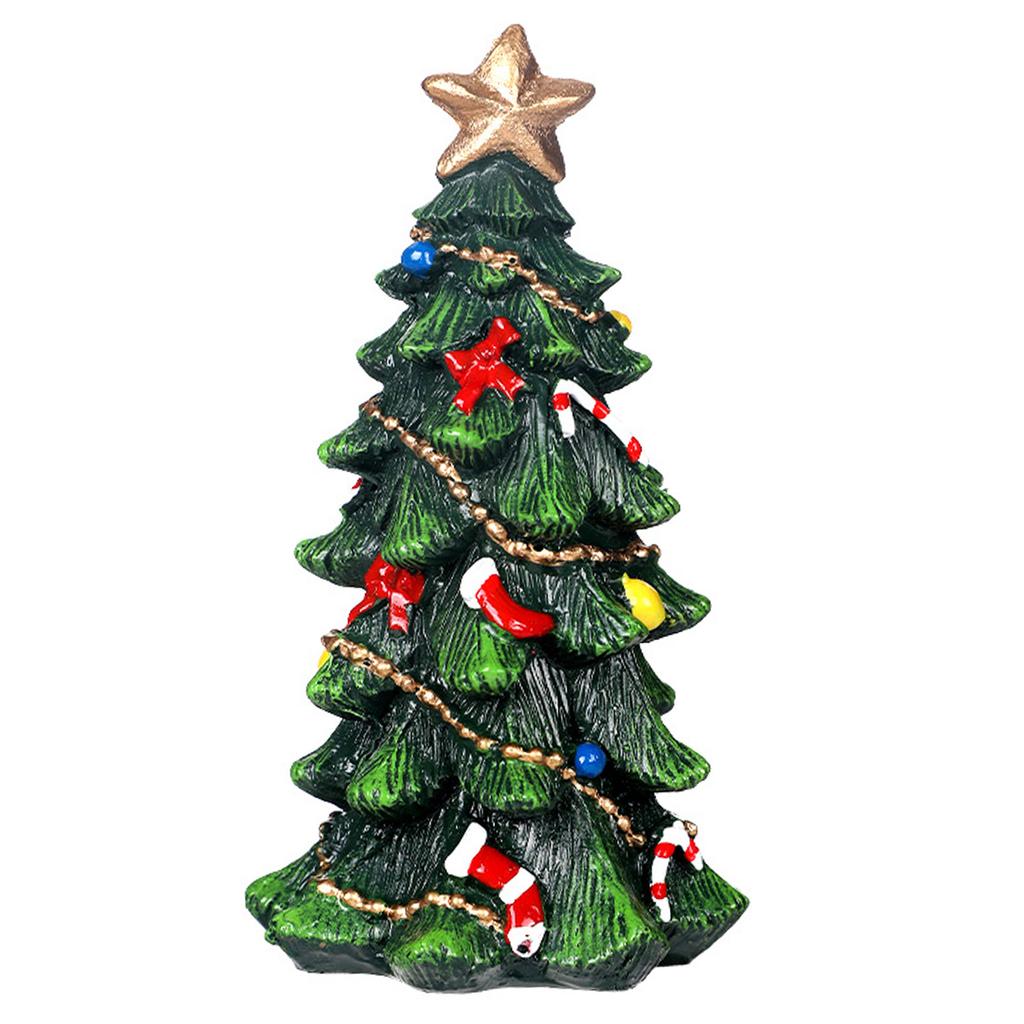 13cm Mini Christmas Tree Decorations Figurine Resin Xmas Tree Ornaments for Home Table Party Decor Holiday Decorative Gifts