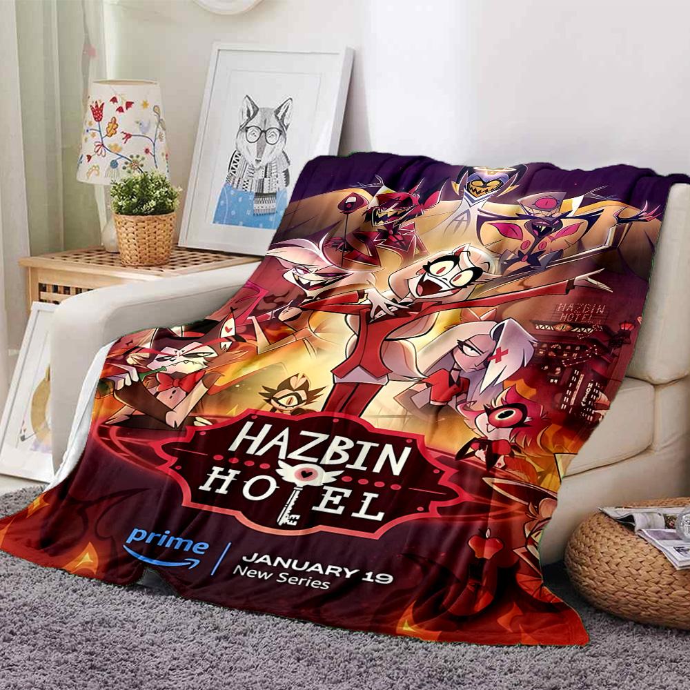 Hazbin Hotel Poster Art Flannel Blanket Super Soft Warm Cozy Blanket for Sofa Bed Office Travel All‑Season Home Decor Gift